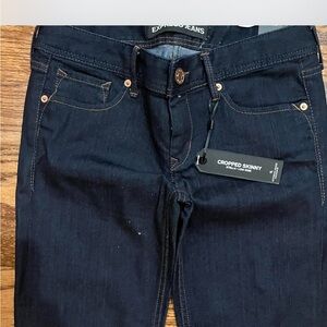 Express Women's Dark Blue Cropped Skinny Jeans